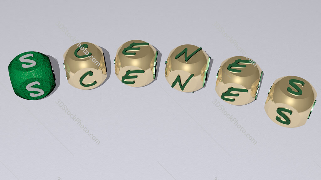 scenes curved text of cubic dice letters
