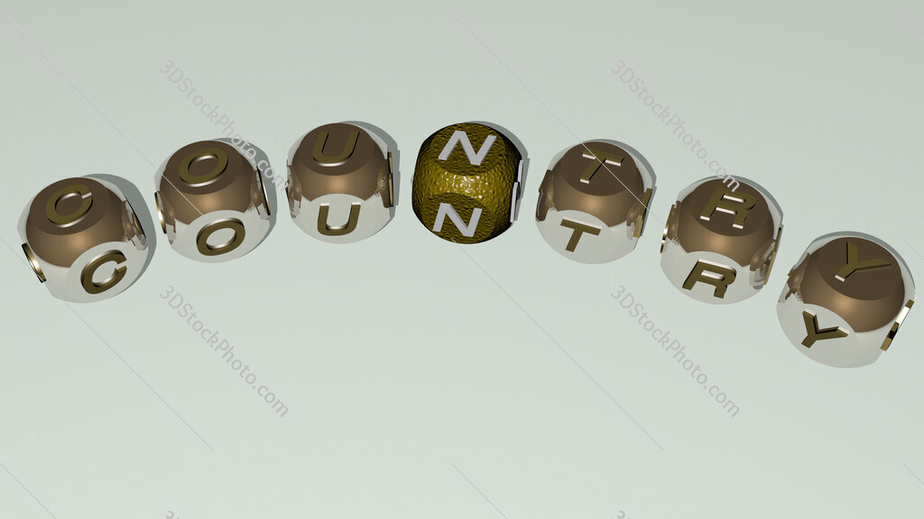 country curved text of cubic dice letters