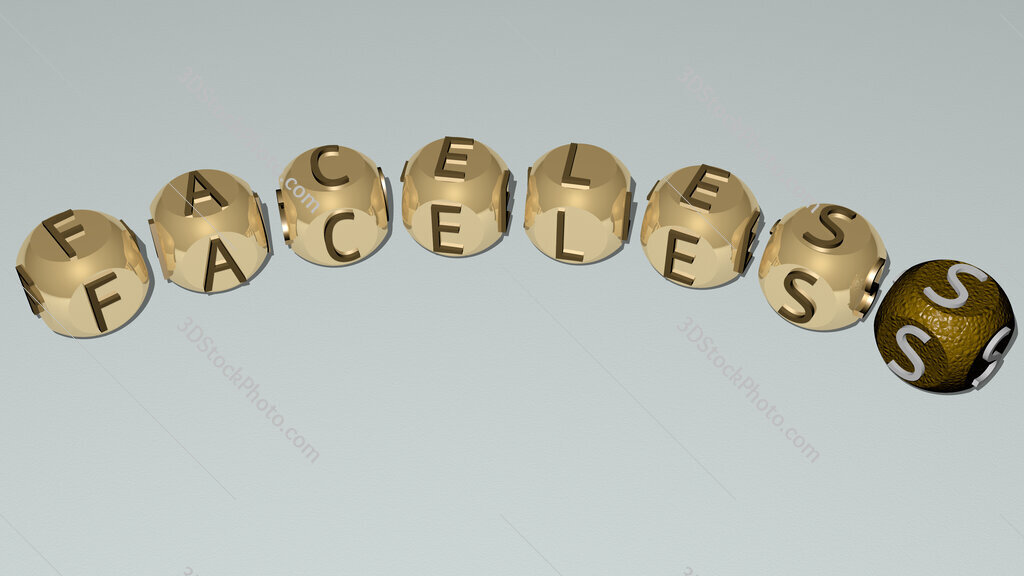 faceless curved text of cubic dice letters