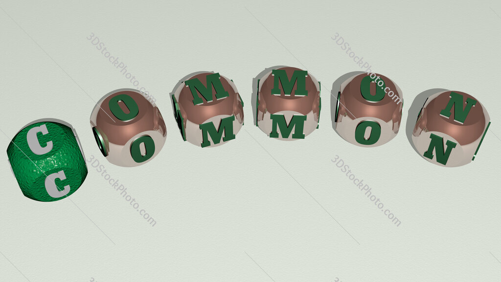 common curved text of cubic dice letters