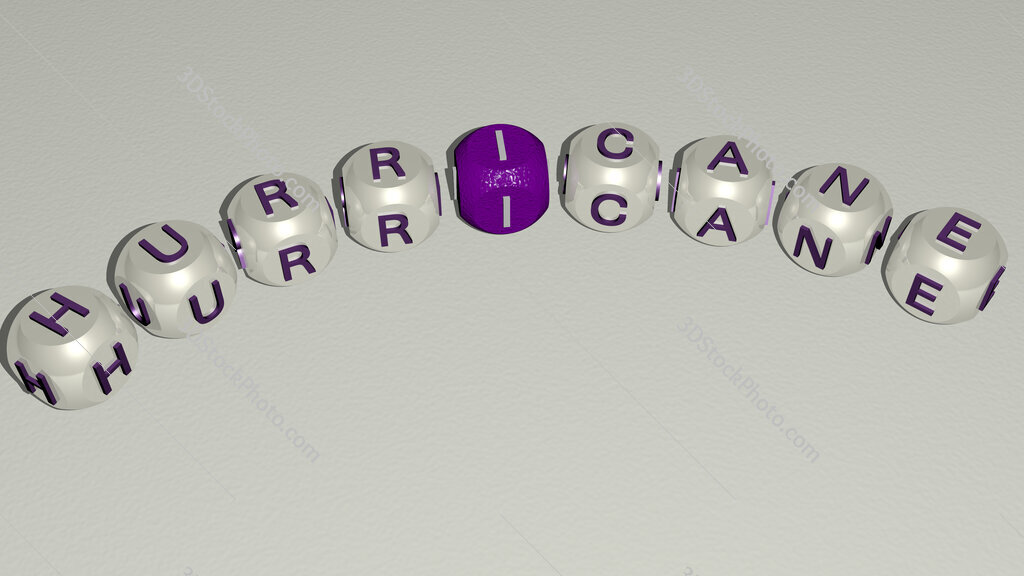 hurricane curved text of cubic dice letters