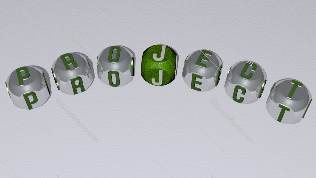 project curved text of cubic dice letters