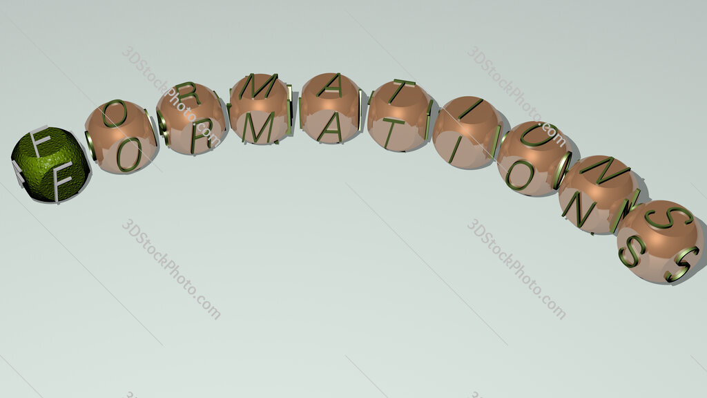 formations curved text of cubic dice letters