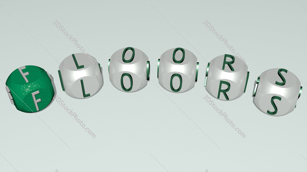 floors curved text of cubic dice letters