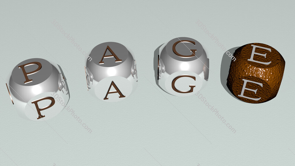 page curved text of cubic dice letters