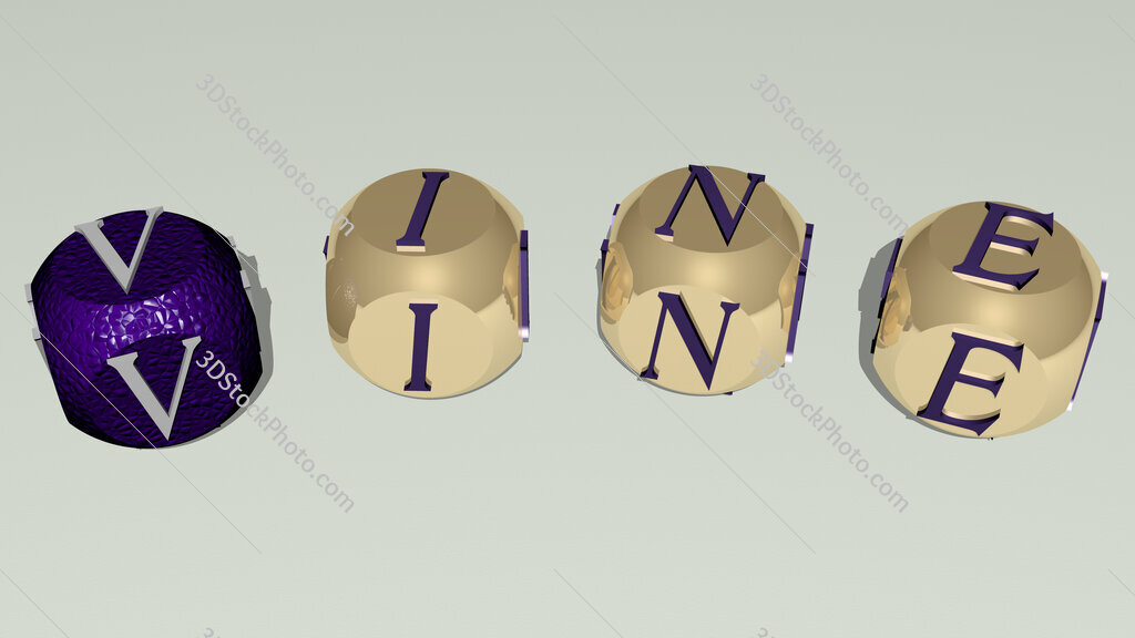 vine curved text of cubic dice letters