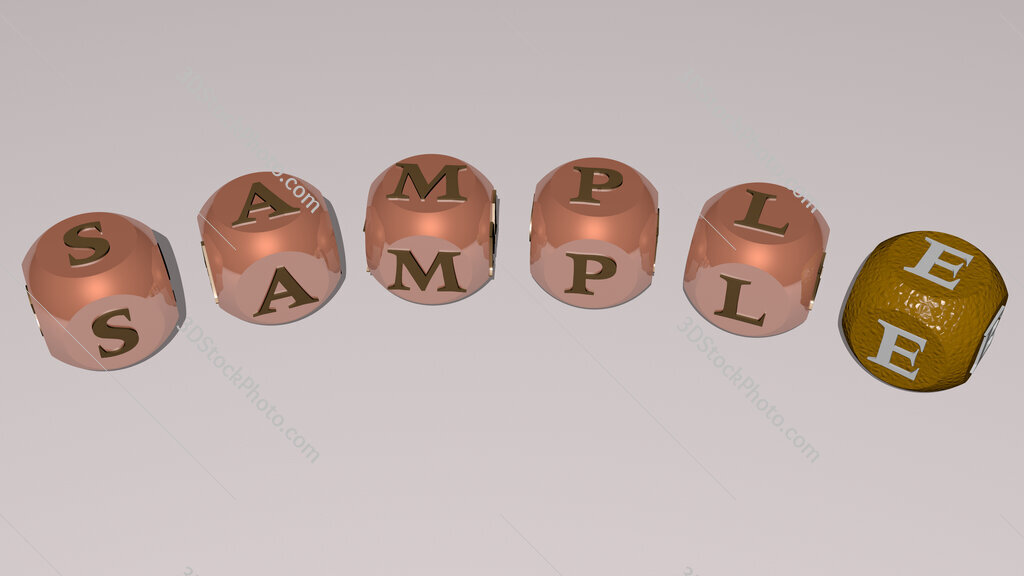 sample curved text of cubic dice letters