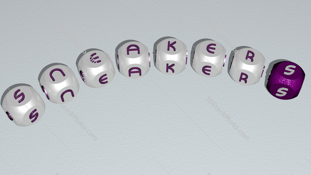 sneakers curved text of cubic dice letters