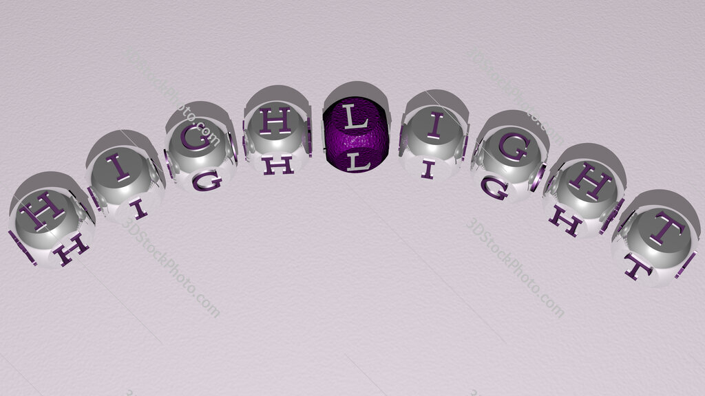 highlight curved text of cubic dice letters