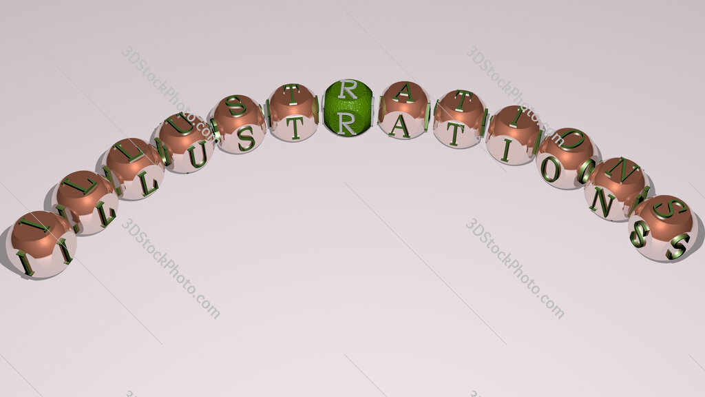illustrations curved text of cubic dice letters