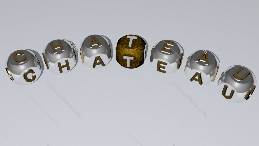 chateau curved text of cubic dice letters