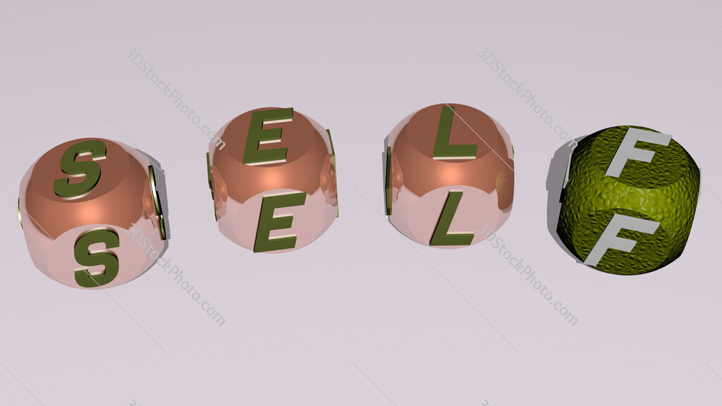 self curved text of cubic dice letters