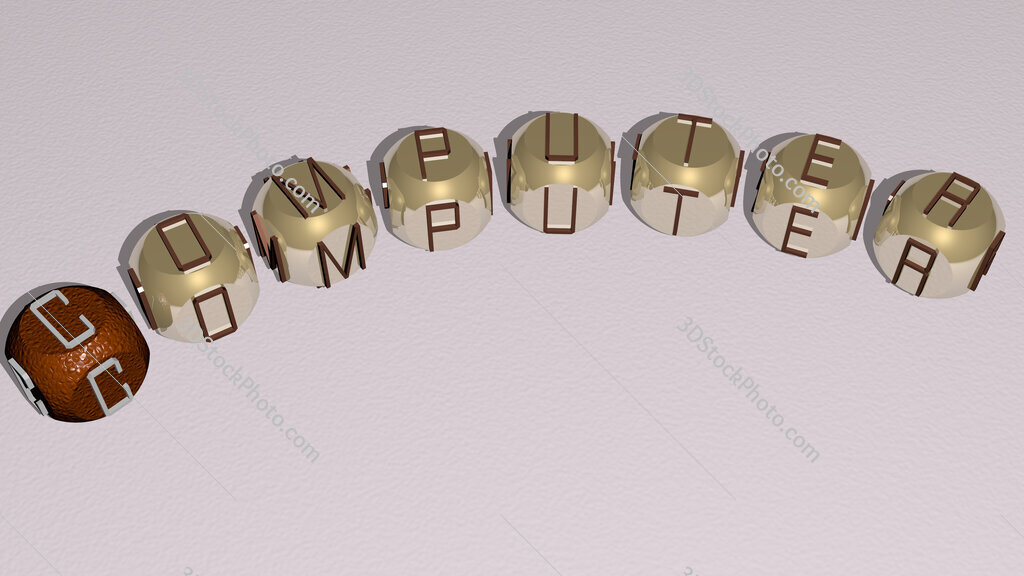 computer curved text of cubic dice letters