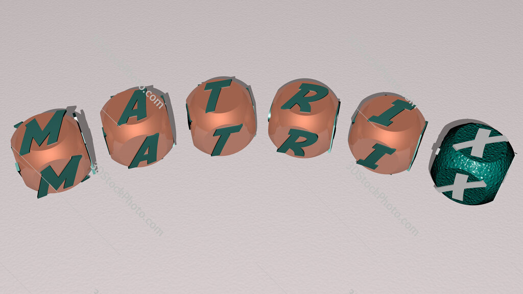 matrix curved text of cubic dice letters