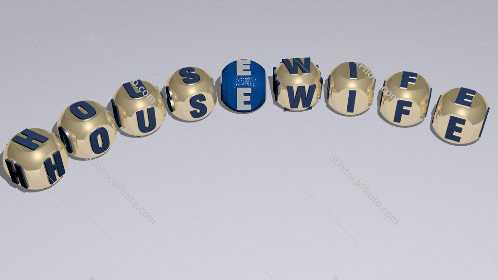 housewife curved text of cubic dice letters