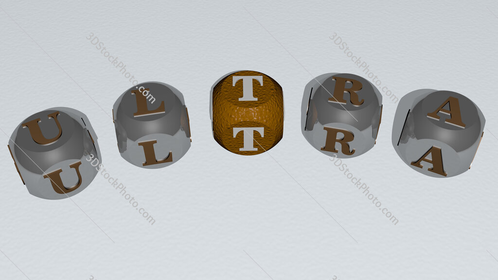 ultra curved text of cubic dice letters