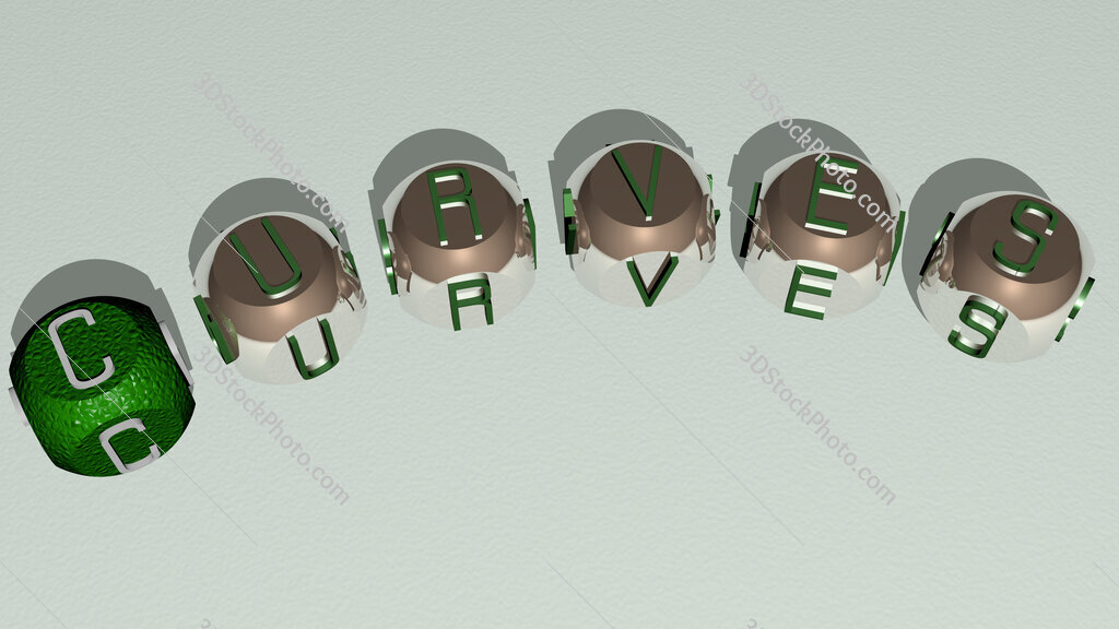 curves curved text of cubic dice letters