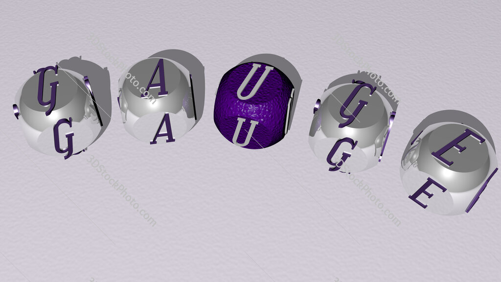 gauge curved text of cubic dice letters