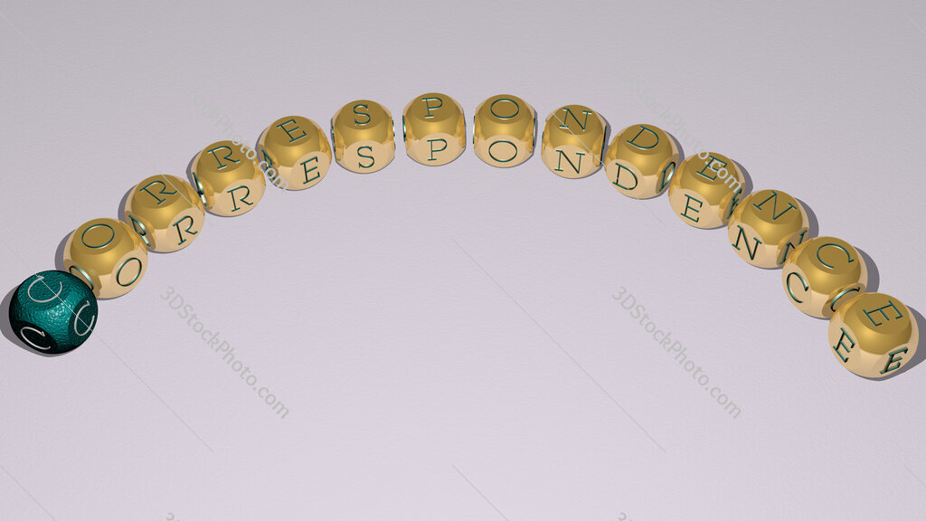 correspondence curved text of cubic dice letters