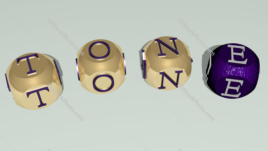 tone curved text of cubic dice letters