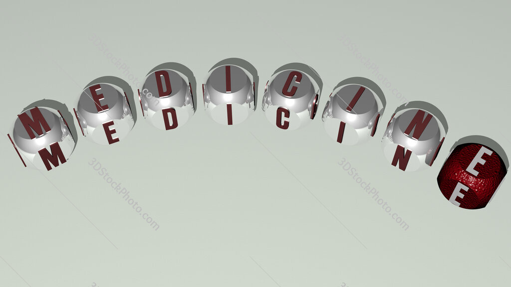 medicine curved text of cubic dice letters