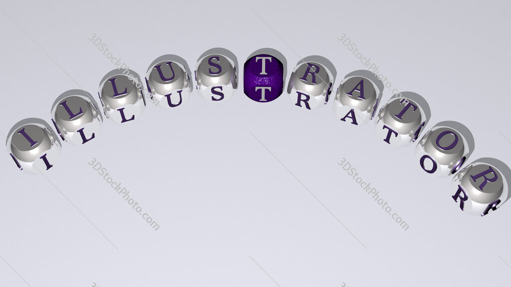 illustrator curved text of cubic dice letters