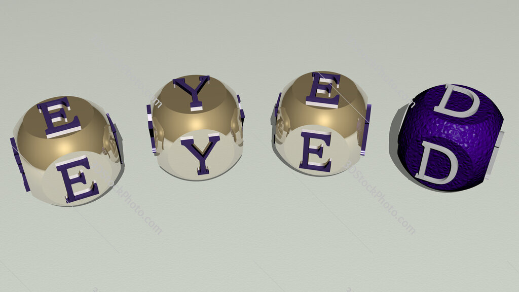 eyed curved text of cubic dice letters