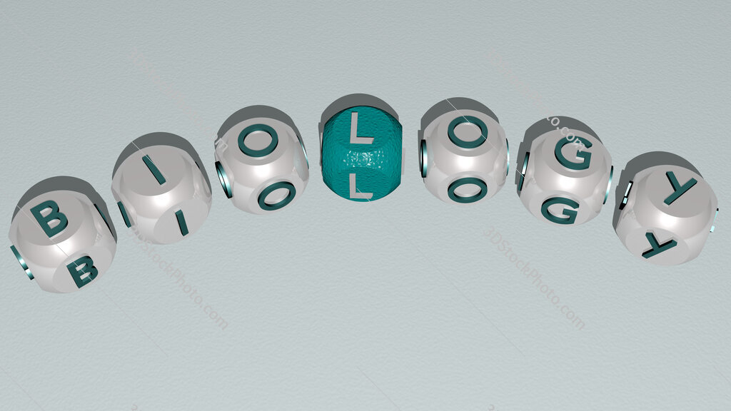 biology curved text of cubic dice letters