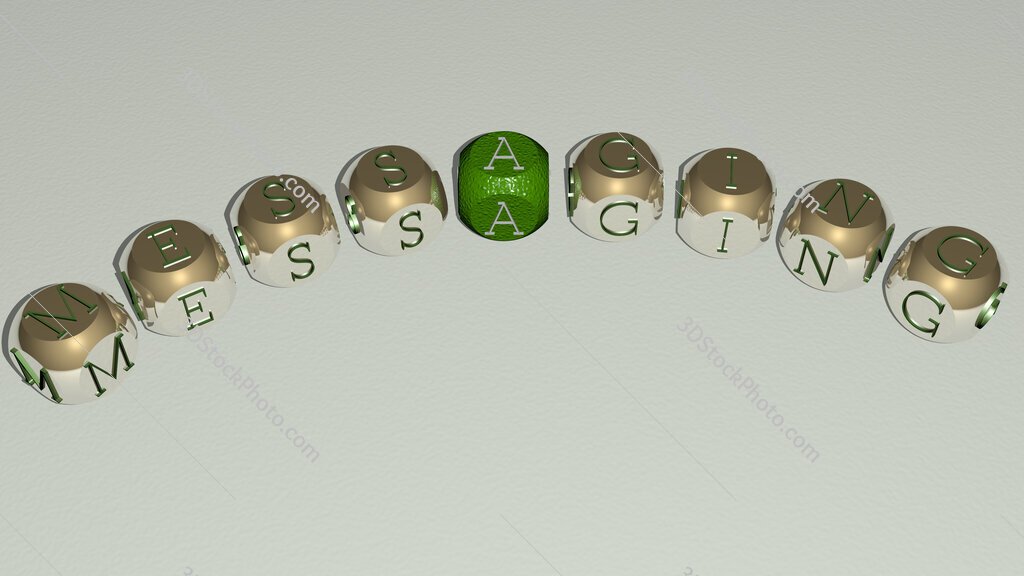 messaging curved text of cubic dice letters