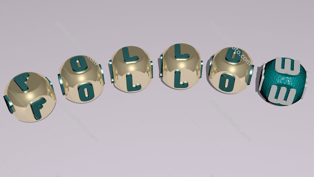 follow curved text of cubic dice letters