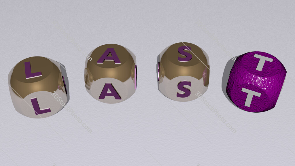 last curved text of cubic dice letters