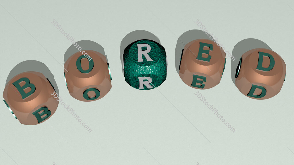 bored curved text of cubic dice letters