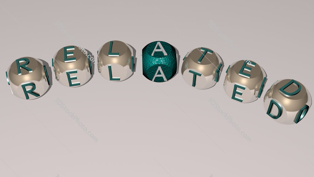 related curved text of cubic dice letters