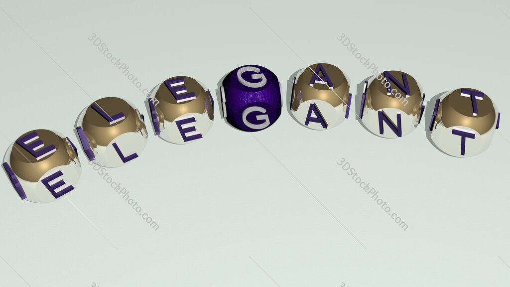 elegant curved text of cubic dice letters