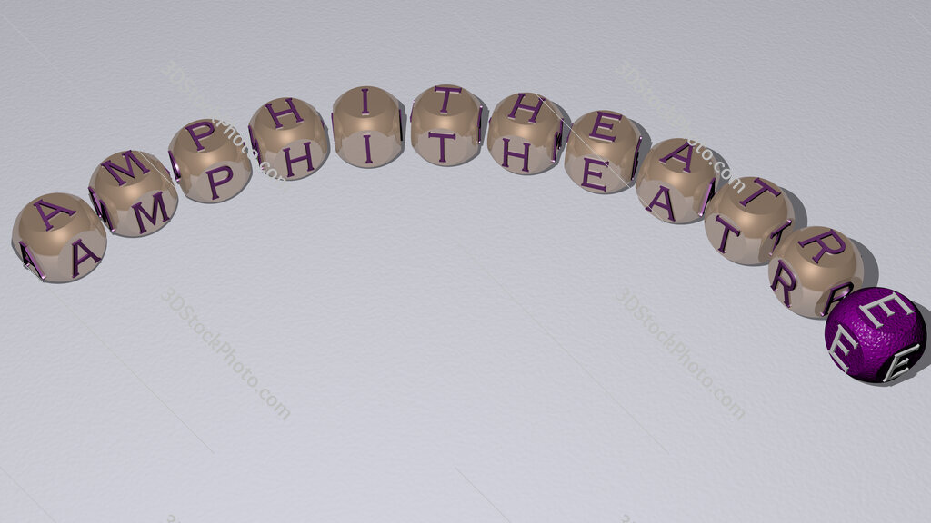 amphitheatre curved text of cubic dice letters