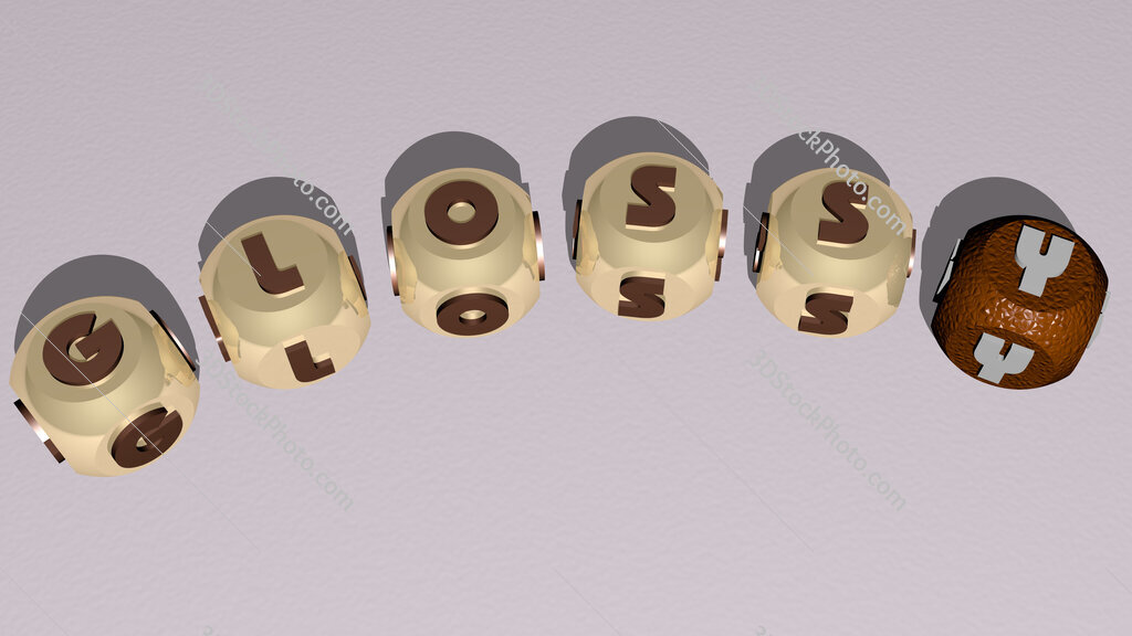 glossy curved text of cubic dice letters