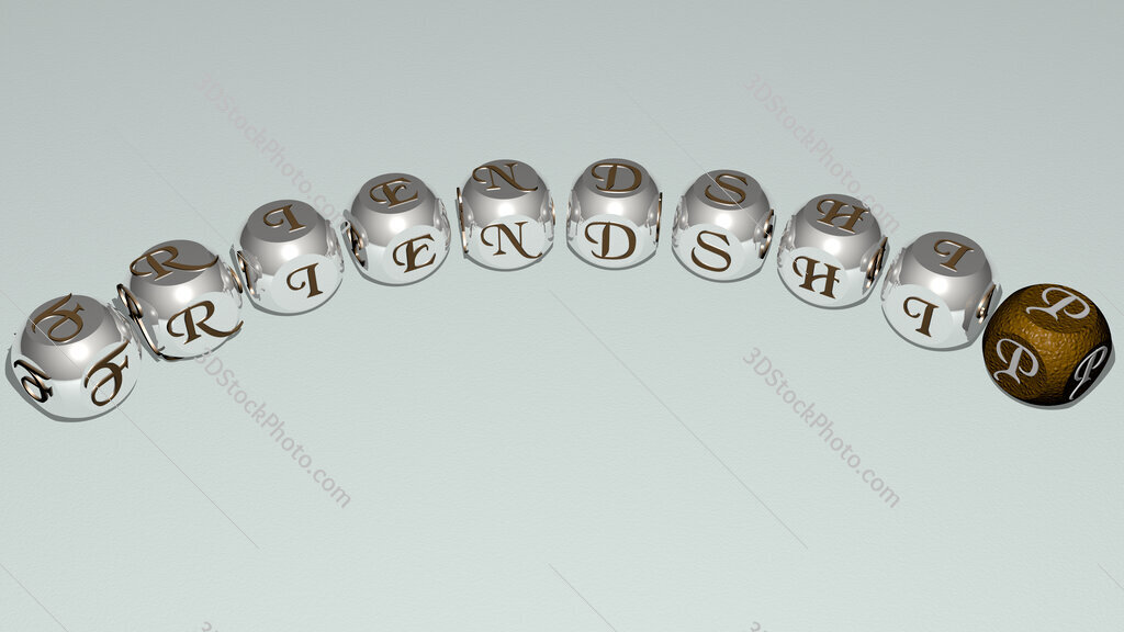 friendship curved text of cubic dice letters