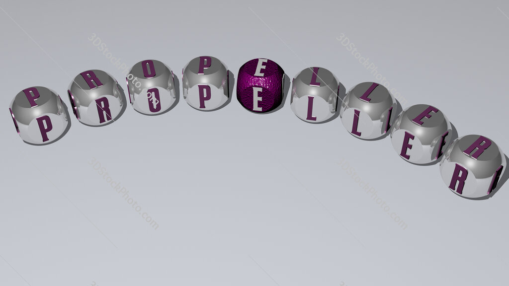 propeller curved text of cubic dice letters