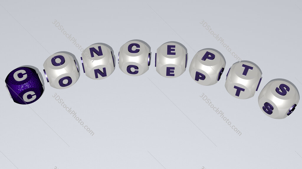 concepts curved text of cubic dice letters