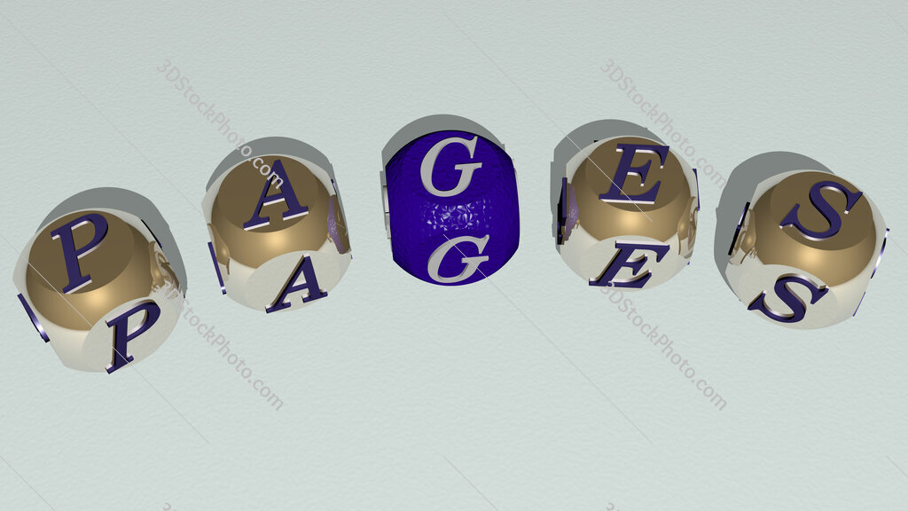 pages curved text of cubic dice letters