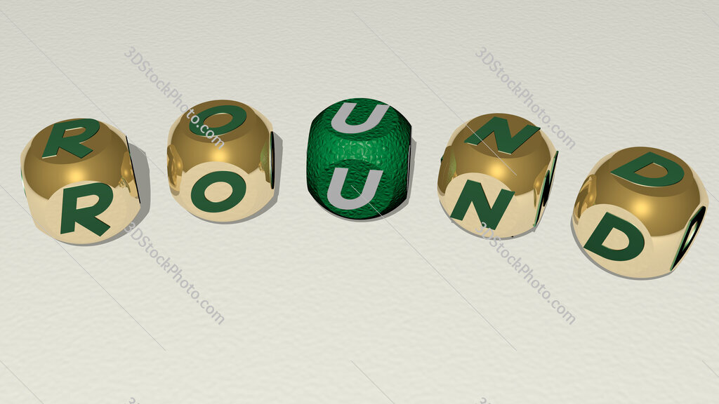 round curved text of cubic dice letters