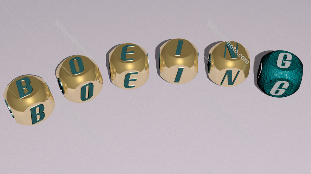 boeing curved text of cubic dice letters