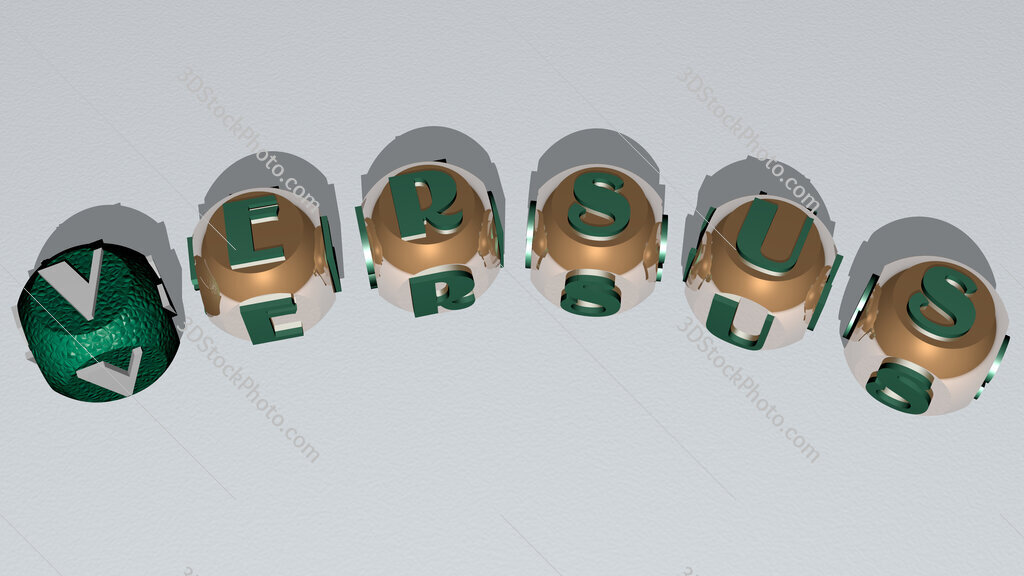 versus curved text of cubic dice letters