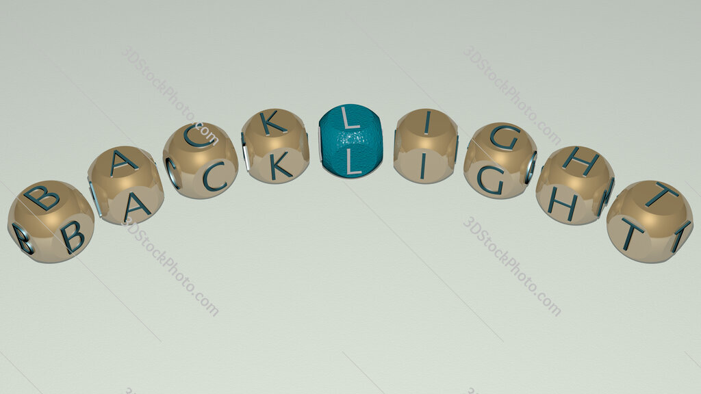 backlight curved text of cubic dice letters