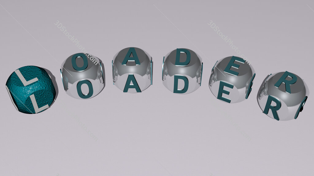 loader curved text of cubic dice letters