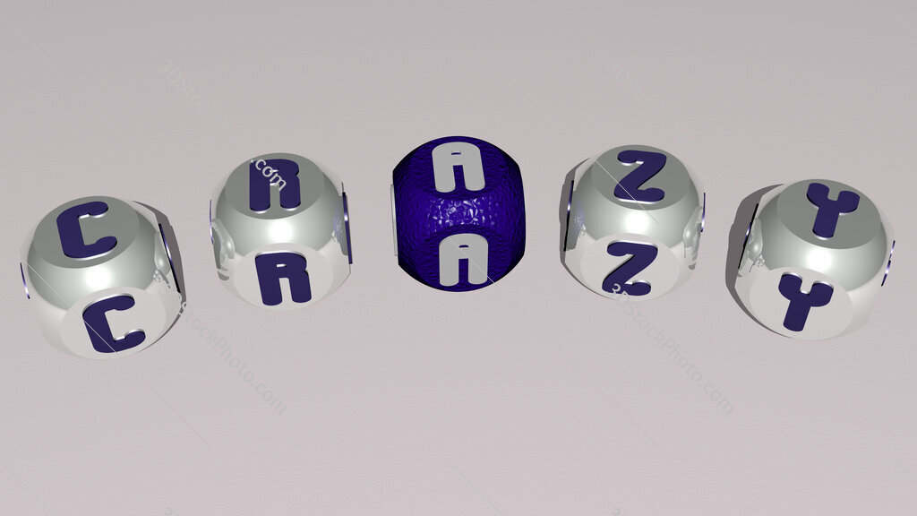 crazy curved text of cubic dice letters
