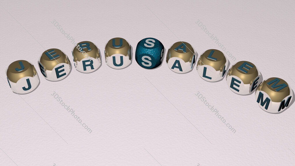 jerusalem curved text of cubic dice letters