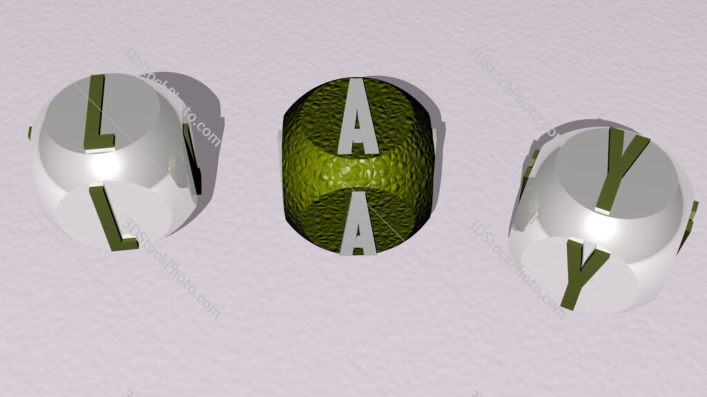 lay curved text of cubic dice letters