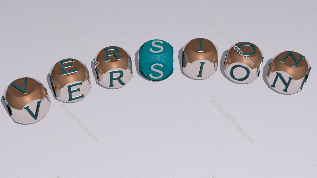 version curved text of cubic dice letters