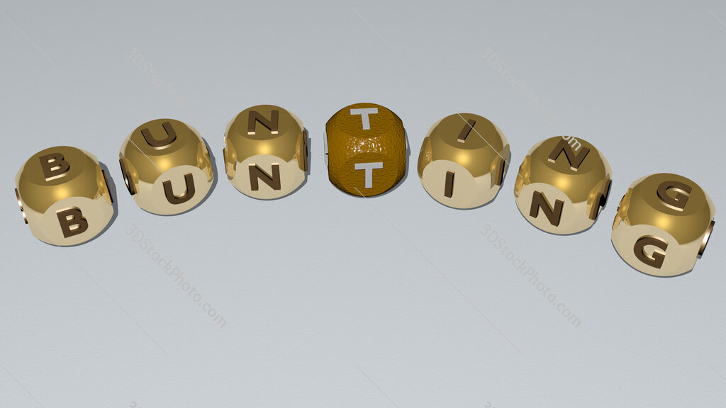 bunting curved text of cubic dice letters